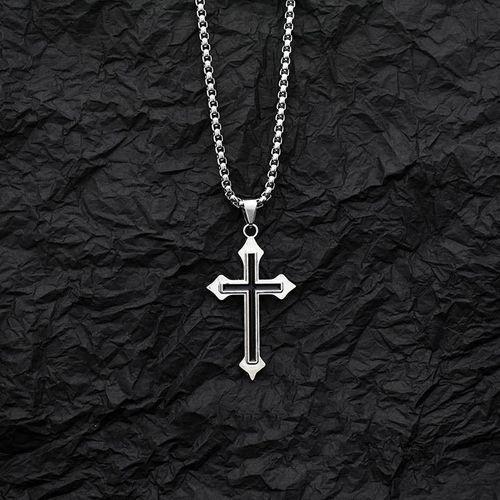 Stylish Alloy Cross Necklace! Long Chain + Edgy Hip-Hop Vibe – A Bold Statement Piece for Trendsetters