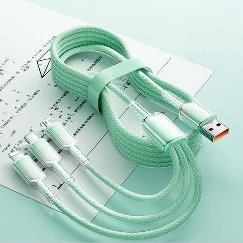 Gradient Transparent Ice Crystal Data Cable | 3-in-1 Design, Super Fast Charging, Compatible with Apple, Huawei & Android