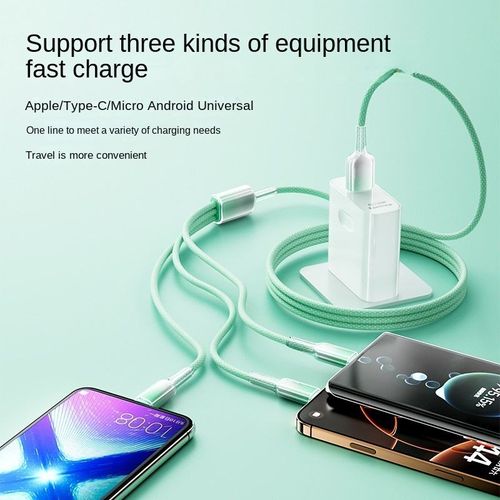 Gradient Transparent Ice Crystal Data Cable | 3-in-1 Design, Super Fast Charging, Compatible with Apple, Huawei & Android