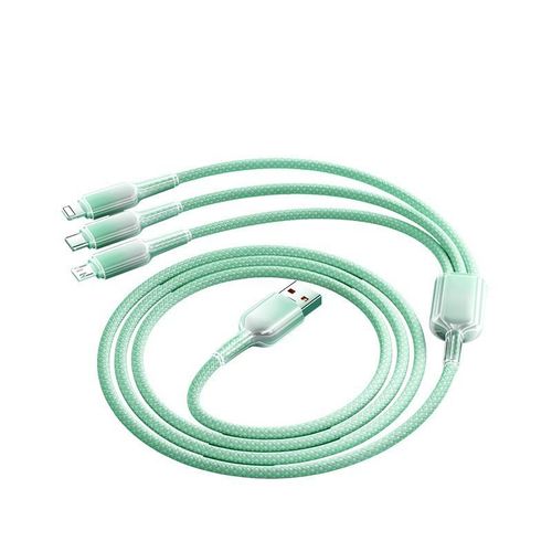 Gradient Transparent Ice Crystal Data Cable | 3-in-1 Design, Super Fast Charging, Compatible with Apple, Huawei & Android