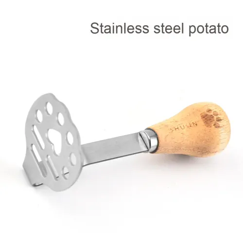 Wooden Handle Bear Masher: Food-Grade Stainless Steel Mashing Tool 🐻