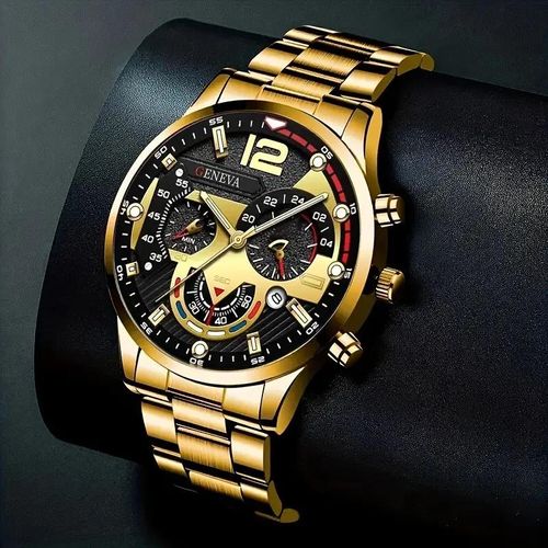Silver Watch Set (Watch + Bracelet + Necklace + Ring) – Glass Quartz Stainless Steel Strap Wristwatch