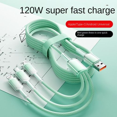 Gradient Transparent Ice Crystal Data Cable | 3-in-1 Design, Super Fast Charging, Compatible with Apple, Huawei & Android