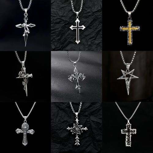 Stylish Alloy Cross Necklace! Long Chain + Edgy Hip-Hop Vibe – A Bold Statement Piece for Trendsetters