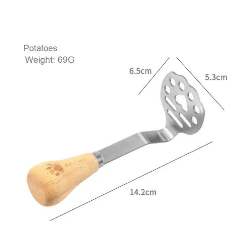 Wooden Handle Bear Masher: Food-Grade Stainless Steel Mashing Tool 🐻