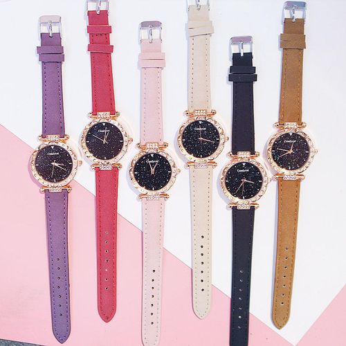Women's Pink Starry Sky Watch & Bracelet Gift Set – Fashionable Trendy Style
