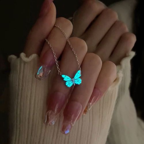Women's Butterfly Glow Necklace | New Style, Minimalist Luxury – Blue Glowing Elegant Butterfly, Versatile Accessory