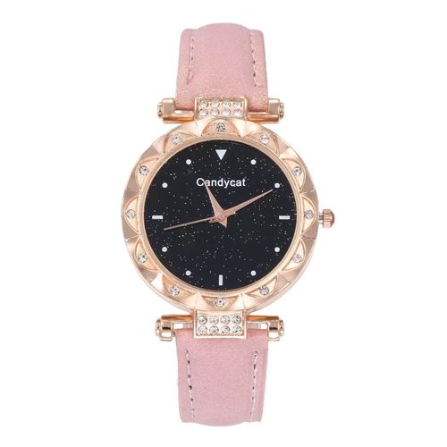 Women's Pink Starry Sky Watch & Bracelet Gift Set – Fashionable Trendy Style