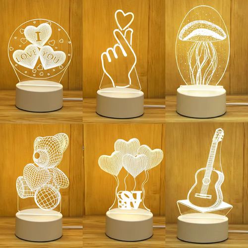 Bedroom Ambiance Essential! 3D Creative Acrylic Night Light – Also Features Practical Table Lamp Function