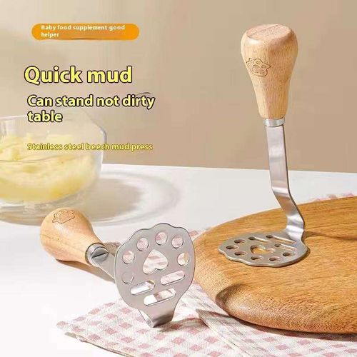 Wooden Handle Bear Masher: Food-Grade Stainless Steel Mashing Tool 🐻