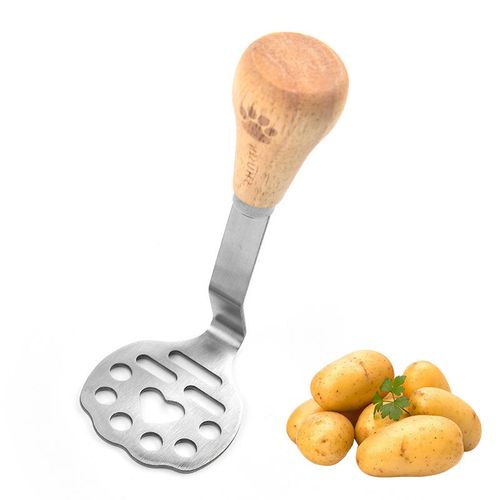 Wooden Handle Bear Masher: Food-Grade Stainless Steel Mashing Tool 🐻