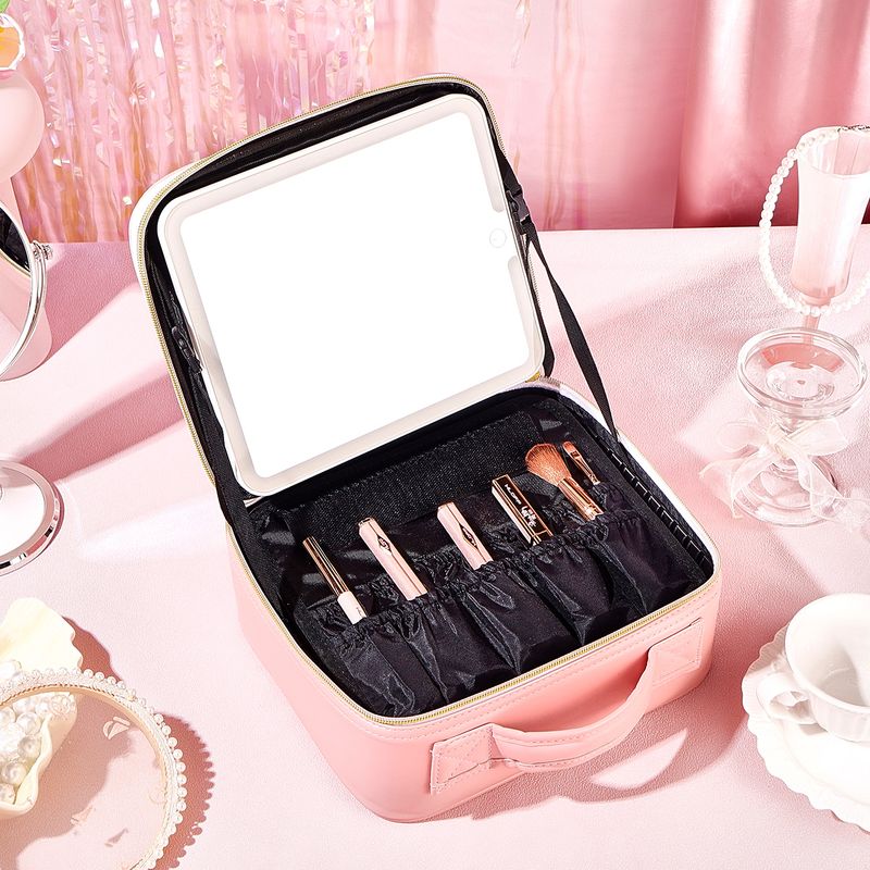 All-in-One Makeup Case with Mirror – Large Capacity Travel Cosmetic Organizer Bag