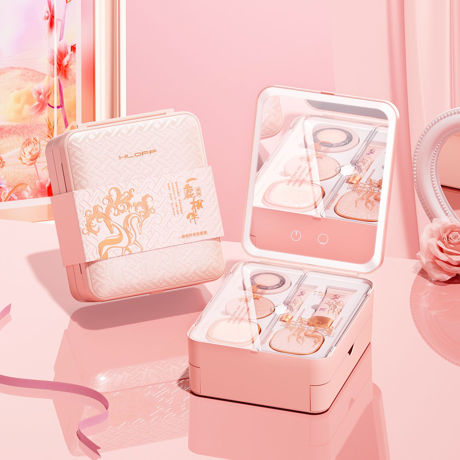 All-in-One Makeup Organizer with LED Mirror – Portable Cosmetic Storage Case for Travel