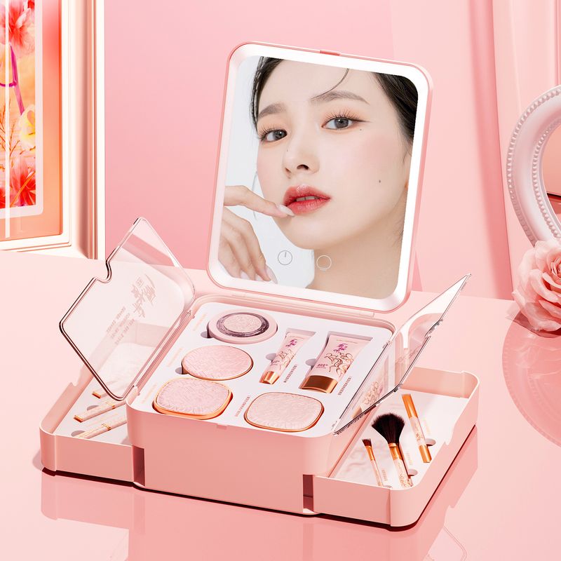 All-in-One Makeup Organizer with LED Mirror – Portable Cosmetic Storage Case for Travel