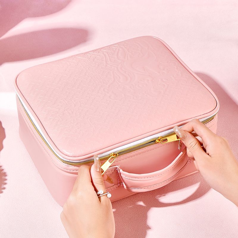 All-in-One Makeup Case with Mirror – Large Capacity Travel Cosmetic Organizer Bag