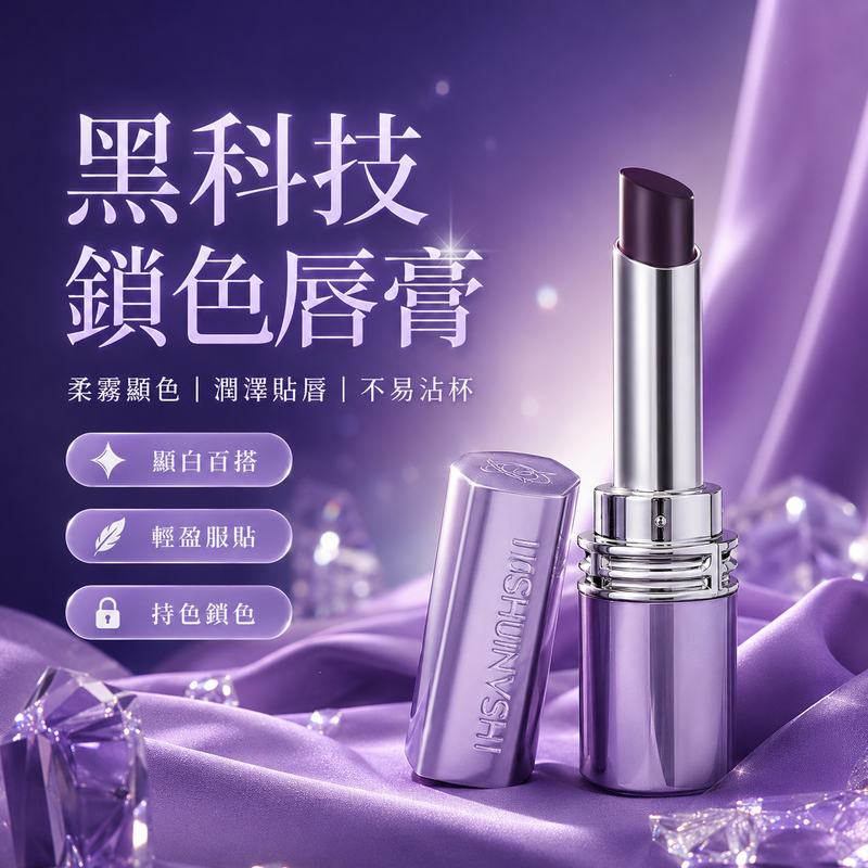 黑科技鎖色唇膏｜柔霧顯色不易沾杯口紅
