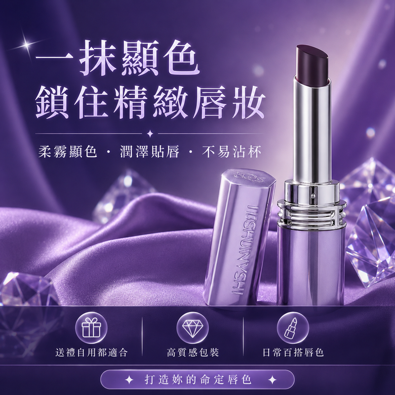 黑科技鎖色唇膏｜柔霧顯色不易沾杯口紅