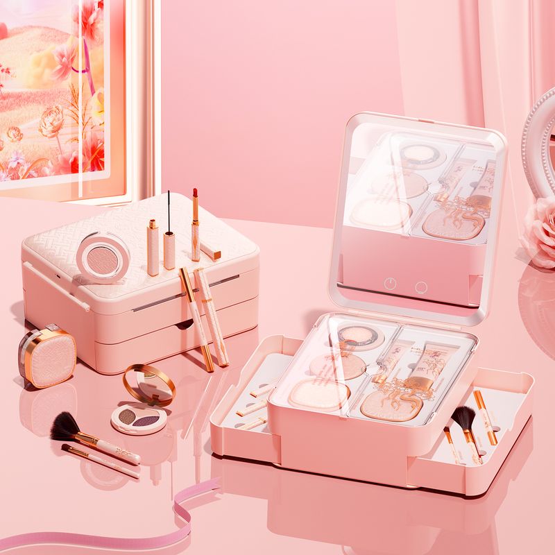All-in-One Makeup Organizer with LED Mirror – Portable Cosmetic Storage Case for Travel