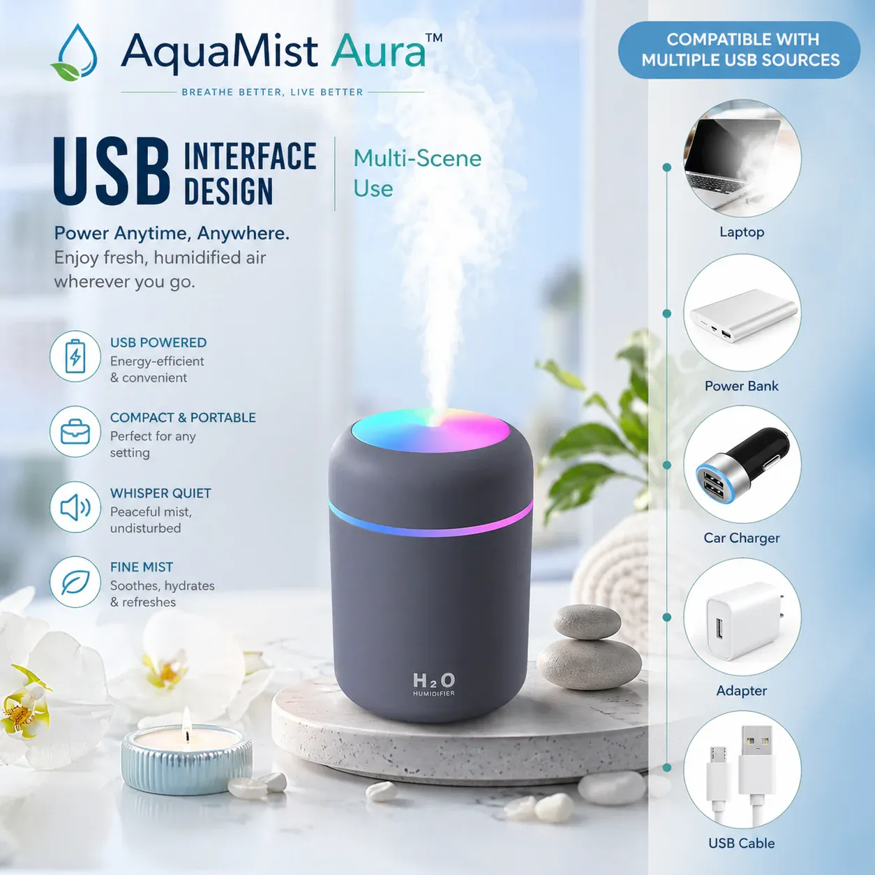 🔥H2O Humidifier & Aroma Diffuser |Free shipping+cash on delivery!