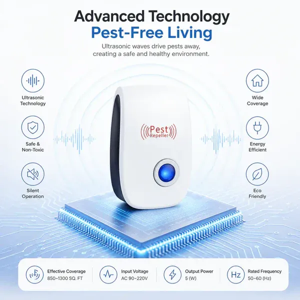 Ultrasonic Pest Repeller For Rat, Mice, Cockroach, Insects, Ants|Buy 1 Free 1