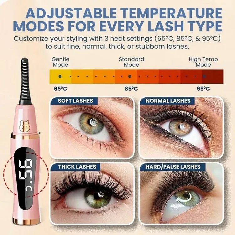 Heated Eyelash Curler:⚡ 10 Seconds to Heat, Hours to Hold