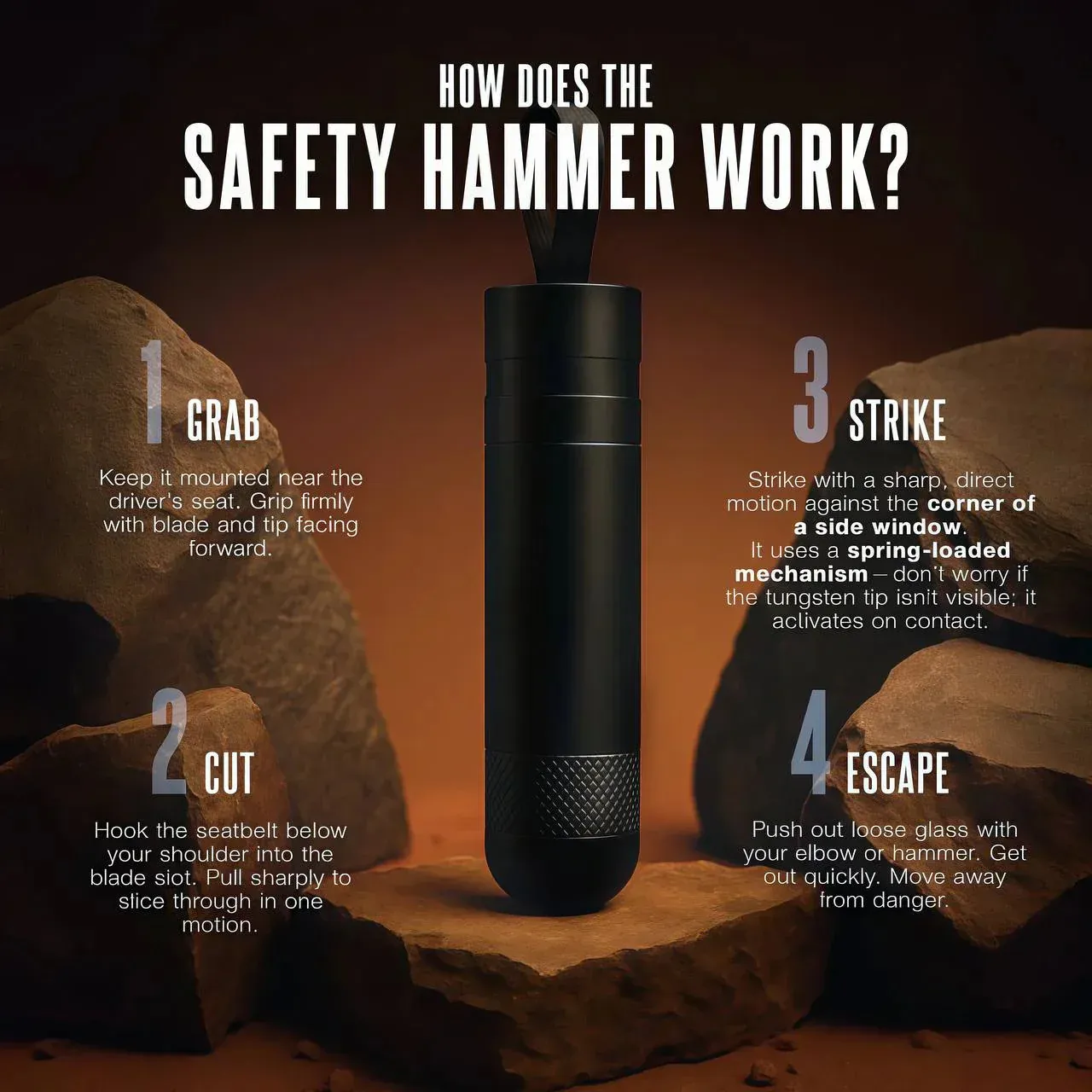 Safety hammer (Two in one)| Car emergency escape tool