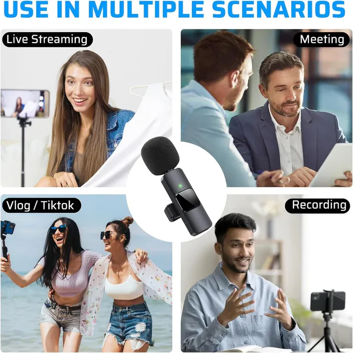 1 TO 2 Plug-and-Play Noise-Canceling Wireless Mic (iPhone|Android)