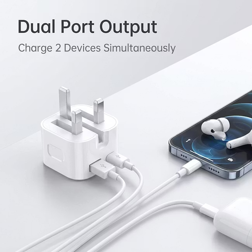 35W A + C UK Standard Charger Dual-Port Fast Charging Adapter for Apple and Android Phones USB + PD Fast Charging Kit|Buy 1 Free 1
