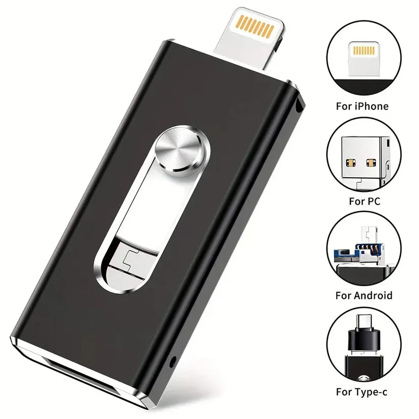 Portable 4-in-1 USB Flash Drive – Fast Photo Backup & Extra Storage for Phone, Tablet & Computer-RH