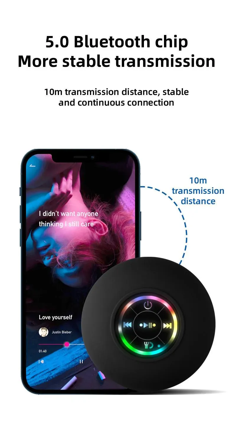 Mini Bluetooth Shower Speaker,Portable Bluetooth-compatible Speaker for Beach, Shower & HomeMini Portable Wireless Speaker.ortable Wireless Speaker with Suction Cup.Pairs Easily to Phones, Tablets, Computer.Gift for Men & Women.