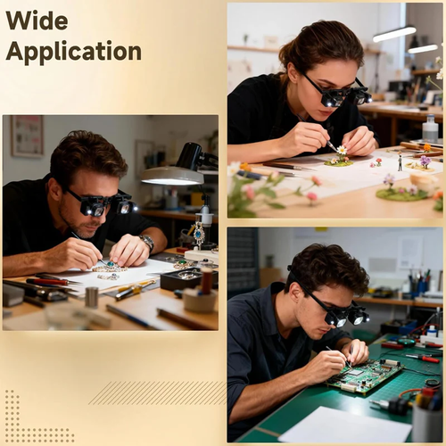 🔬  Precision LED Magnifier Glasses – Interchangeable Lenses, Dual LED, Hands-Free 💡