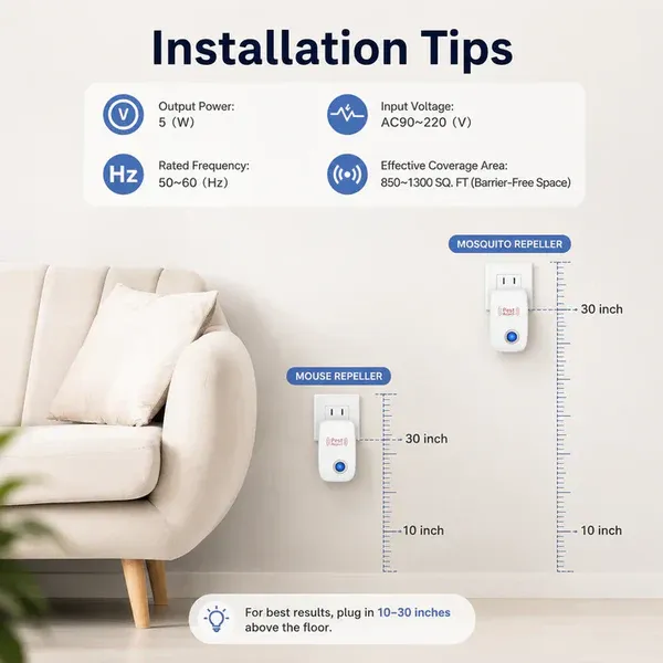 Ultrasonic Pest Repeller For Rat, Mice, Cockroach, Insects, Ants|Buy 1 Free 1