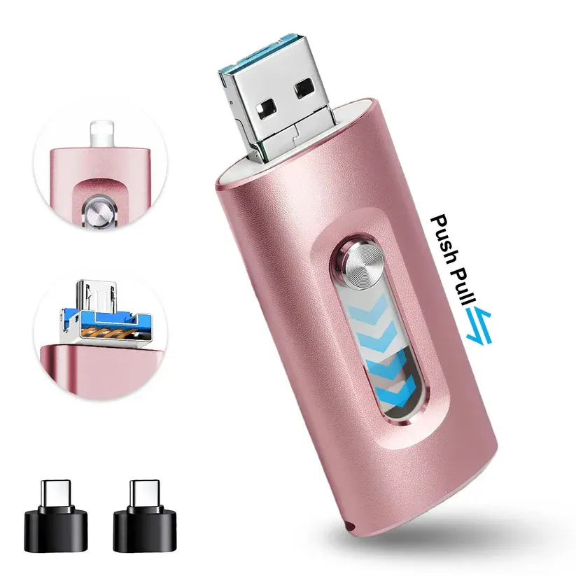 Portable 4-in-1 USB Flash Drive – Fast Photo Backup & Extra Storage for Phone, Tablet & Computer-RH