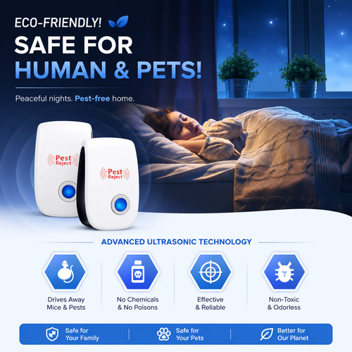 Ultrasonic Pest Repeller For Rat, Mice, Cockroach, Insects, Ants|Buy 1 Free 1
