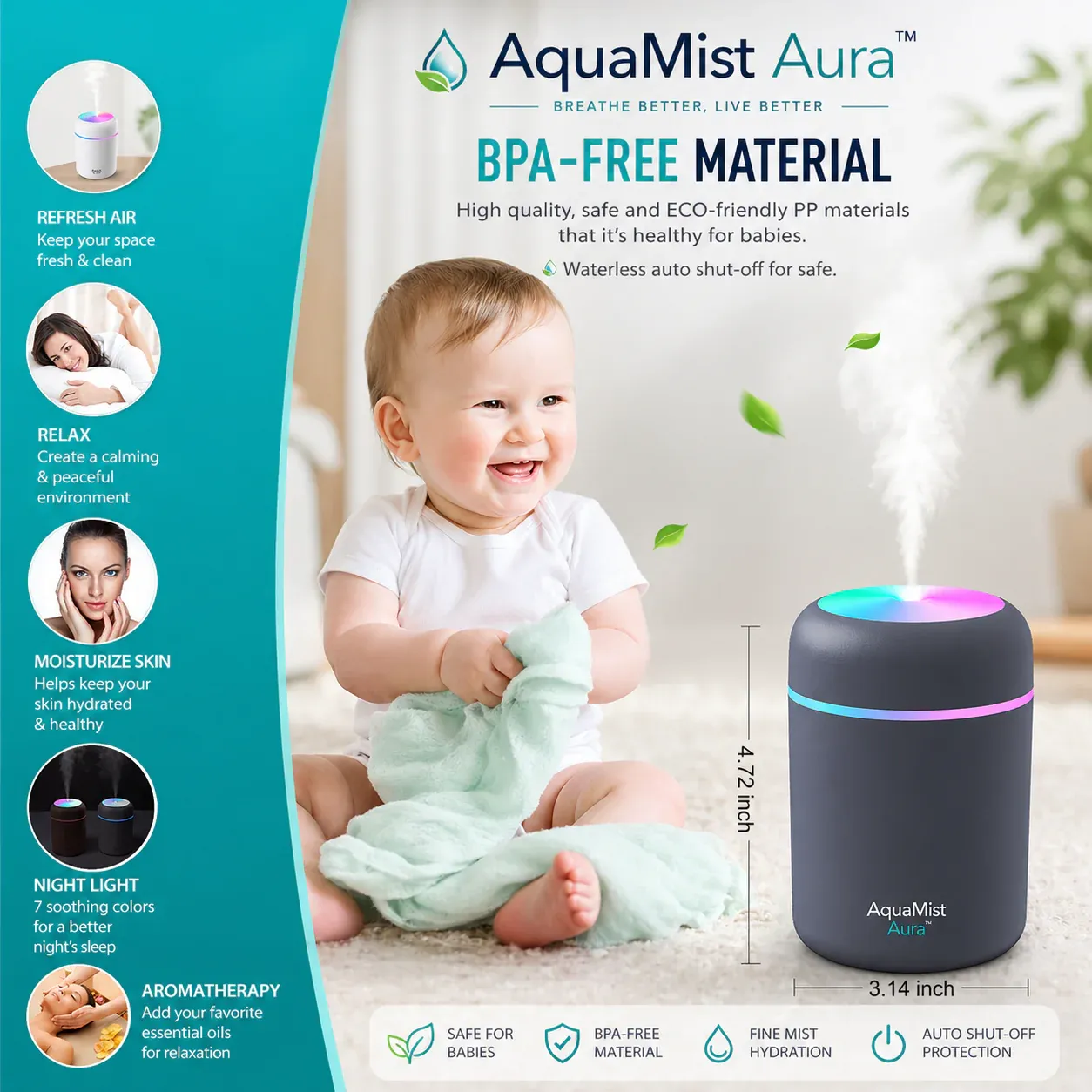 🔥H2O Humidifier & Aroma Diffuser |Free shipping+cash on delivery!