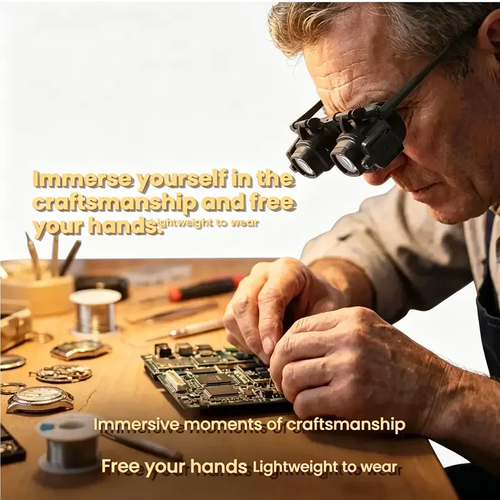 🔬  Precision LED Magnifier Glasses – Interchangeable Lenses, Dual LED, Hands-Free 💡