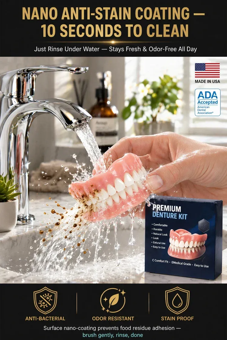 🔥3400+ Sold! Medical Safe Custom Fit Denture Kit, Natural Realistic Fake Teeth Veneers For All Age Groups