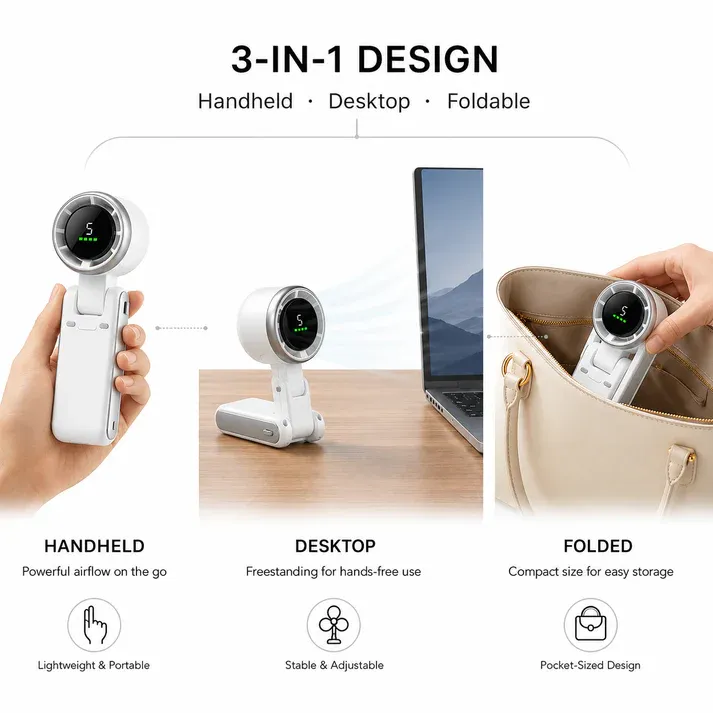 Foldable Rechargeable Handheld Fan|Buy 1 Free 1