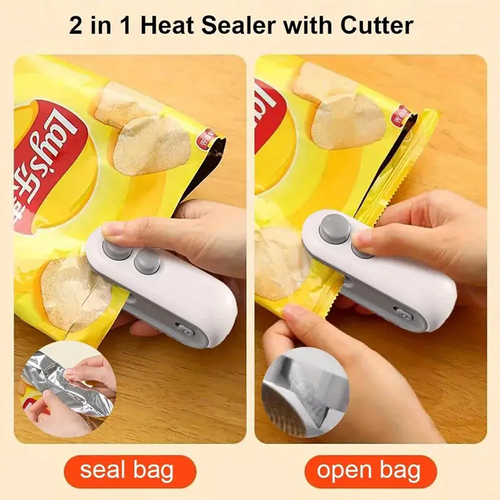2024 New Mini Sealer, Rechargeable 2-in-1 Mini Handheld Vacuum Food Sealer for Sealing and Cutting