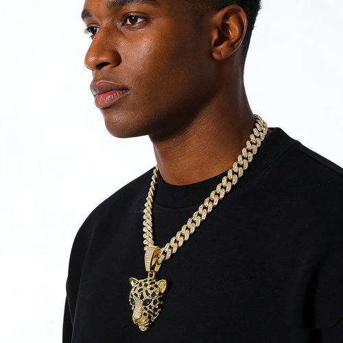 🐯Hip-Hop Style Leopard Head Pendant (Comes with a Roman Chain)💞