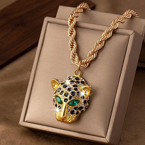🐯Hip-Hop Style Leopard Head Pendant (Comes with a Roman Chain)💞