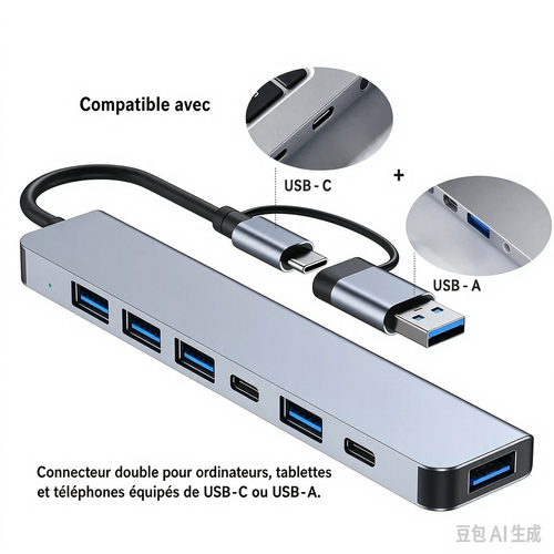 1 8-In-1 USB C Hub with Audio Jack | Compatible with Tablets, USB Powered, 5V Operating Voltage