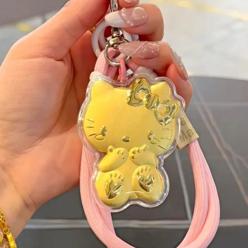 Gold 999 Hello Kitty Cat Keychain