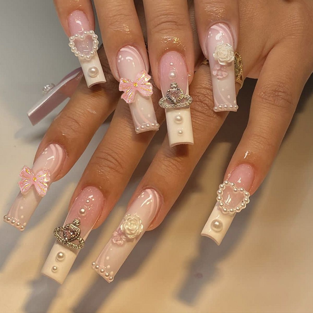 Extended wearable nails French water pipe nails diamond butterfly nail stickers nail art