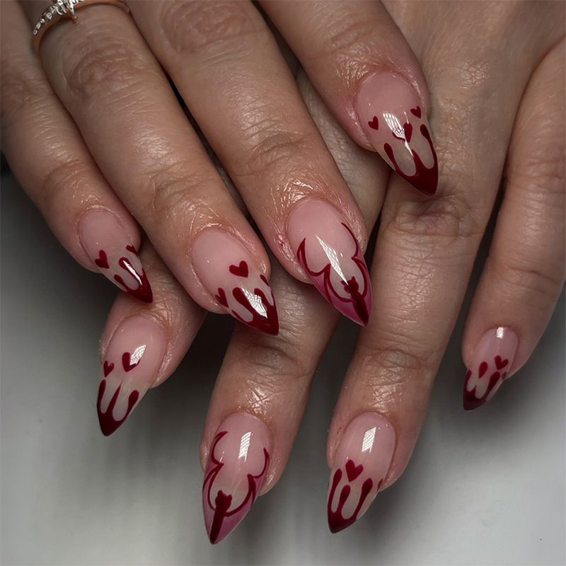 Wearable almond-shaped bat blood simple style red blood whitening wearable nail plate