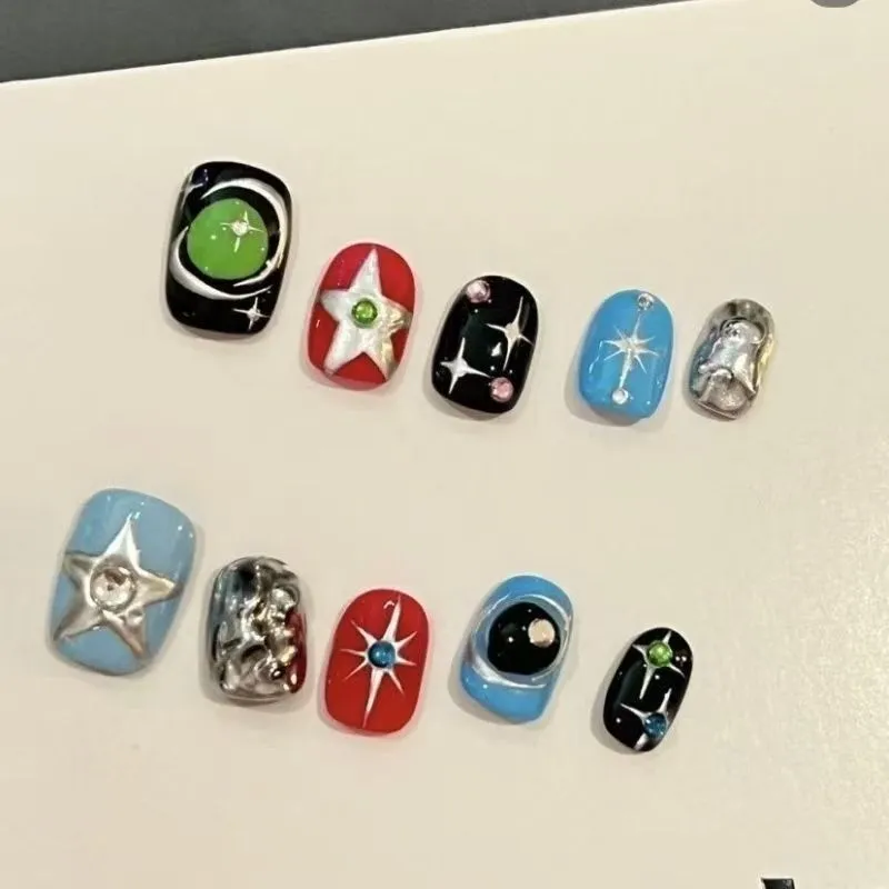 Ins hot girl short nail art three-dimensional wear, detachable advanced cute student