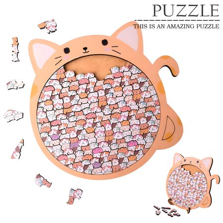 Big Mouth Cat Cute Cat Series Wooden Puzzle