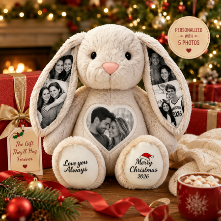Christmas Memory Bunny – Personalized Hidden Photo Plush Gift