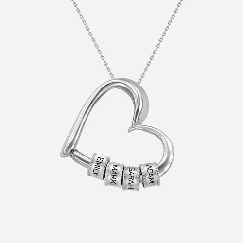 Elegant Heart Necklace with Engraved Beads