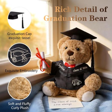 Personalized Class of 2026 Graduation Teddy Bear - Custom Hand-Embroidered Keepsake Gift